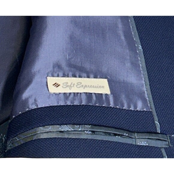 Joe Joseph Abboud Navy 100% Wool 2 Button Blazer Sport Coat Jacket Mens 50R Slim - Picture 13 of 16